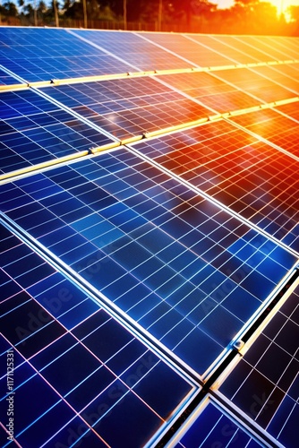 Solar panels capturing sunlight for renewable energy production