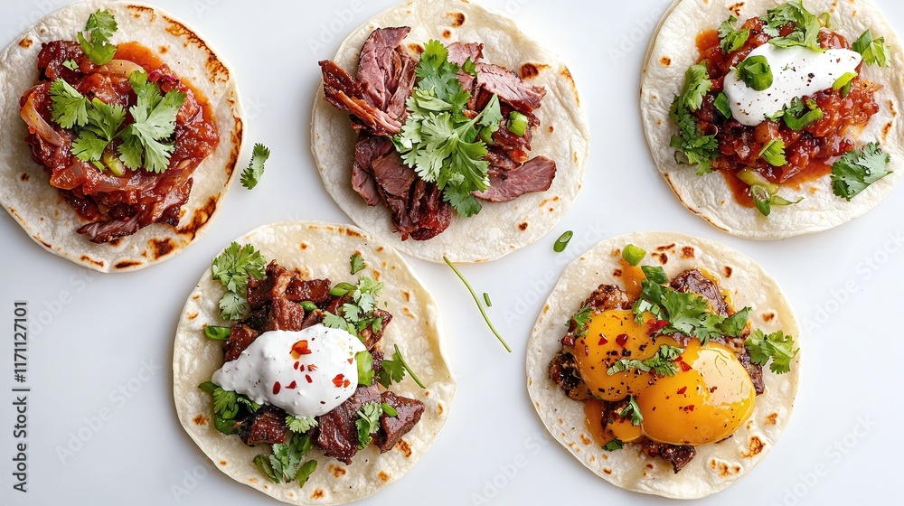 Delicious Selection of Tacos with Fresh Ingredients and Diverse Toppings Ready to Enjoy Delicious Selection of Tacos with Fresh Ingredients and Diverse Toppings Ready to Enjoy