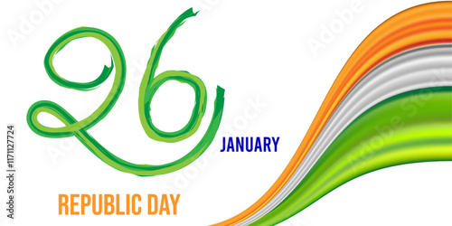 January 26 is celebrated as Republic Day in India. Happy Republic day of India festival with wave.	
