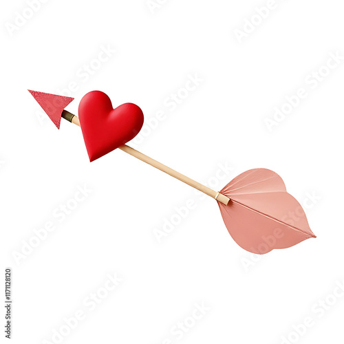 Cupid's arrow with red heart shaped Png with on transparent background