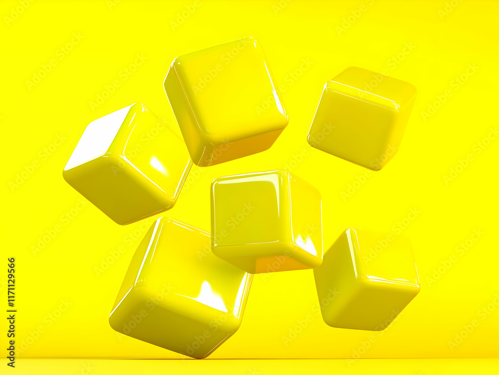 Yellow 3D Cubes Abstract Background Yellow 3D Cubes Abstract Background
