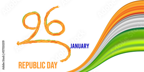 January 26 is celebrated as Republic Day in India. Happy Republic day of India festival with wave.	
