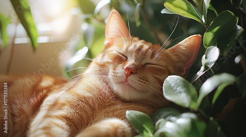 Pet Insurance Plans cat lounging comfortably in a cozy home environment symbolizing secure care Stock Photo with side copy space