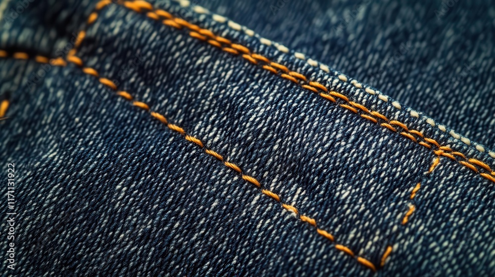 Close-up of denim fabric showcasing stitching detail and pocket design. Close-up of denim fabric showcasing stitching detail and pocket design.