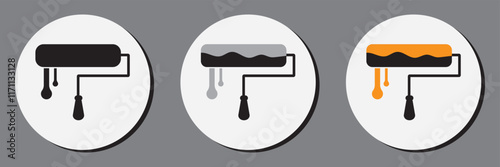 Paint roller icon Black and white outline vector