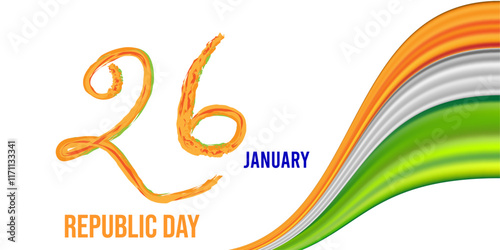 January 26 is celebrated as Republic Day in India. Happy Republic day of India festival with wave.	
