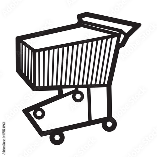 black and white simple shopping symbol icon, shopping cart