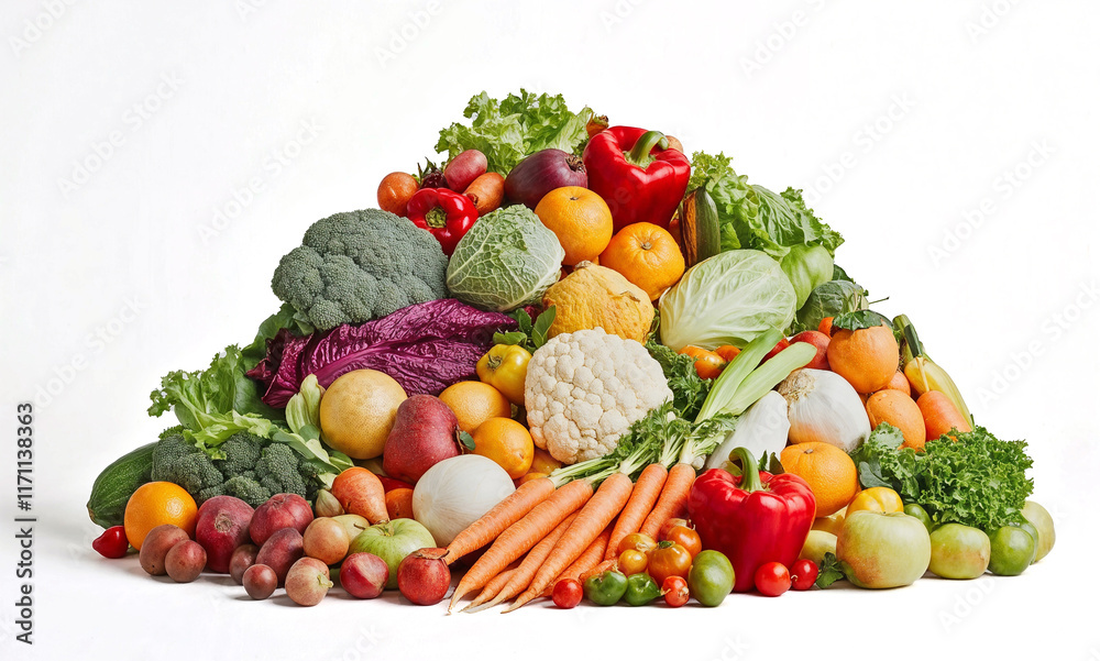 A vibrant array of fruits and vegetables that brings health and beauty together in one scene. Created using generative AI A vibrant array of fruits and vegetables that brings health and beauty together in one scene. Created using generative AI