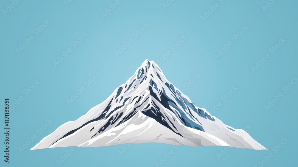 Majestic Snow Capped Mountain Peak Rises Against Serene Azure Sky Majestic Snow Capped Mountain Peak Rises Against Serene Azure Sky