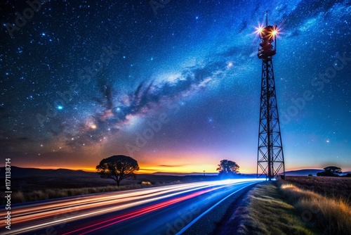 South African Countryside Cell Tower Night Long Exposure Photography