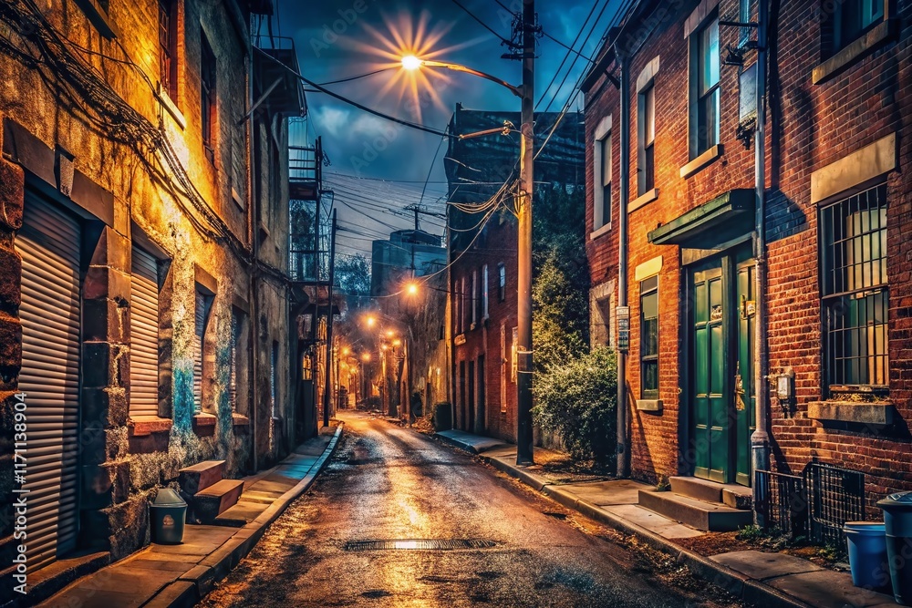 Fototapeta premium South Philly Street Night Photography: Gritty Urban Scene