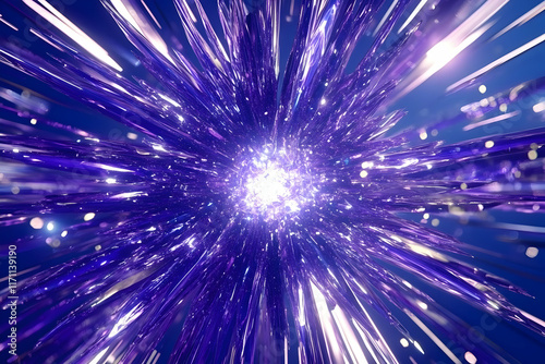 Purple Crystal Explosion 3D Abstract