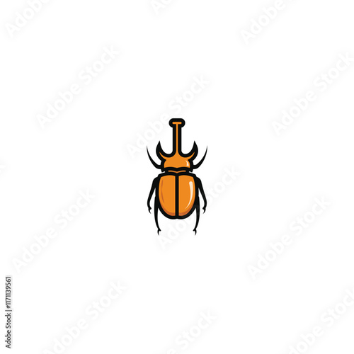 Horned beetle isolated vector graphics photo