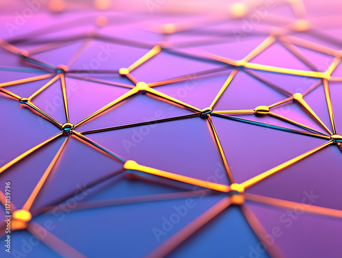 Abstract 3D Purple Gold Network
