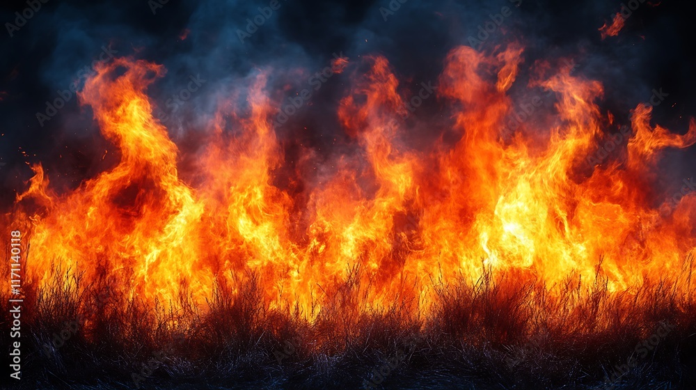 Fiery Grassland Inferno: A Dramatic Blaze in Intense Hues Fiery Grassland Inferno: A Dramatic Blaze in Intense Hues