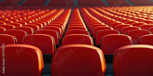 Empty Stands, Endless Possibilities: A vast stadium awaits the roar of the crowd, its rows of seats bathed in the golden light of anticipation photo