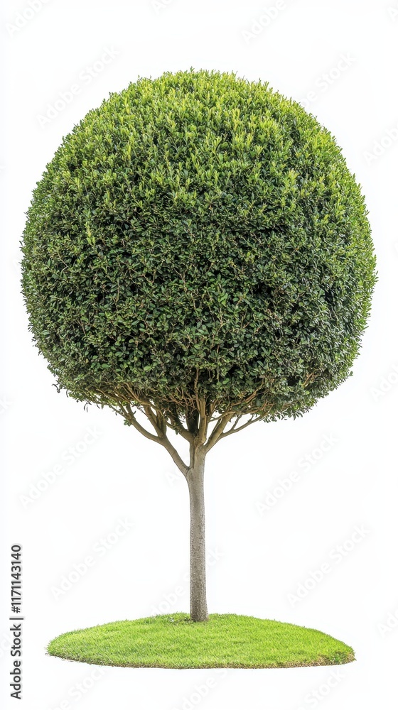 A big, well-proportioned tree with a rounded top, isolated on a white background, perfect for adding elegance and structure to a formal garden design.