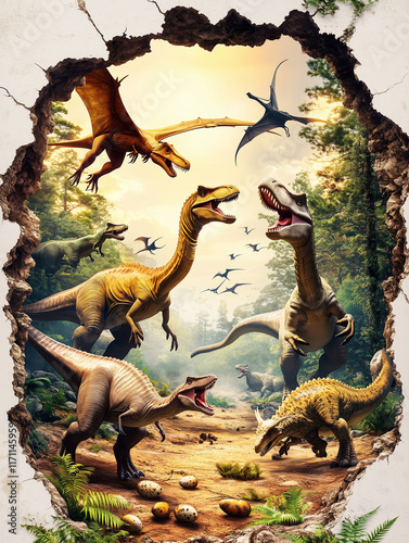 dinosaurs in the forest
