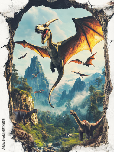 dinosaurs in the forest