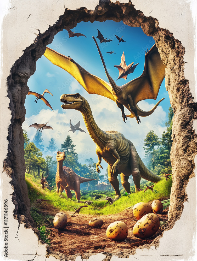 Obraz premium dinosaurs in the forest