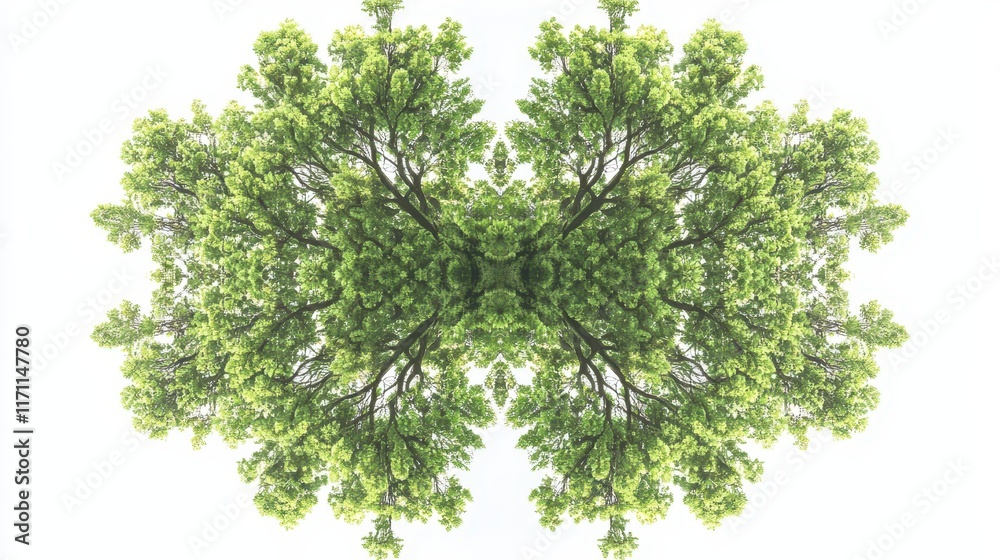 Obraz premium A solitary, tall tree isolated against a white background, ideal for formal landscaping designs and creating a sense of grandeur in garden layouts.