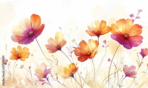 Wallpaper Mural Colorful cosmos flowers blooming in a soft, dreamy field, ideal for backgrounds Torontodigital.ca