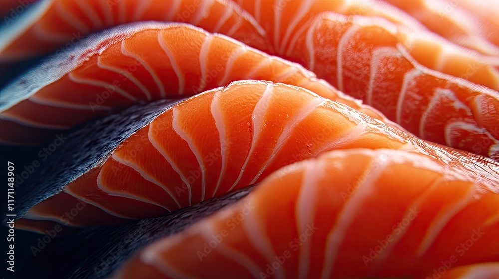 Generative AI-rendered close-up of salmon fillet showcasing its rich details and vibrant tones. Generative AI-rendered close-up of salmon fillet showcasing its rich details and vibrant tones.