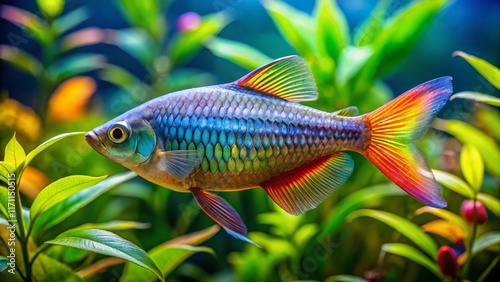 Stunning Freshwater Fish: Iriatherina werneri Threadfin Rainbowfish - High-Resolution Stock Photo photo