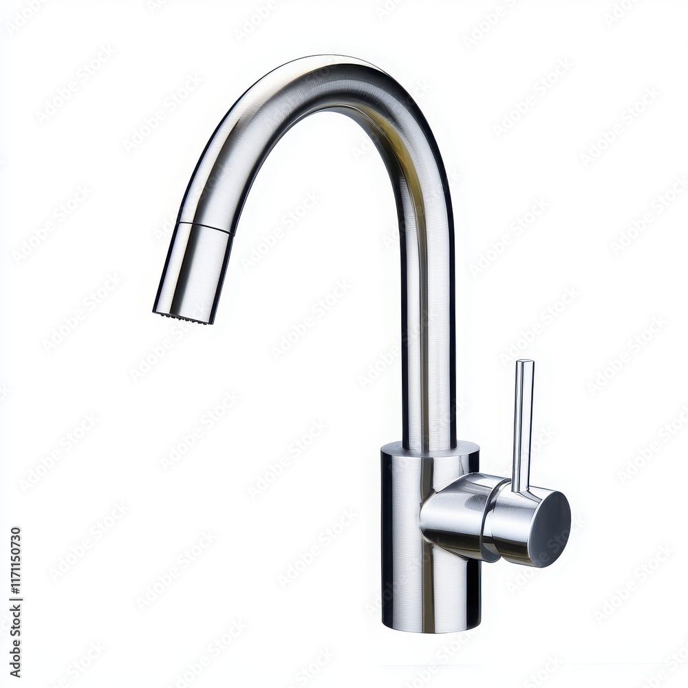 Modern chrome faucet with sleek design, white isolate background. Modern chrome faucet with sleek design, white isolate background.
