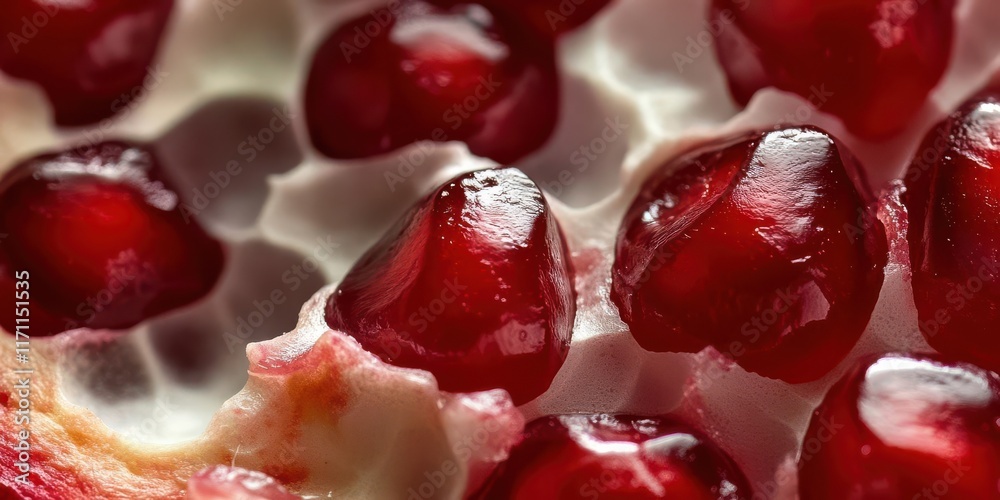 Close-up of pomegranate seeds showcasing their juicy texture and vibrant color. Close-up of pomegranate seeds showcasing their juicy texture and vibrant color.