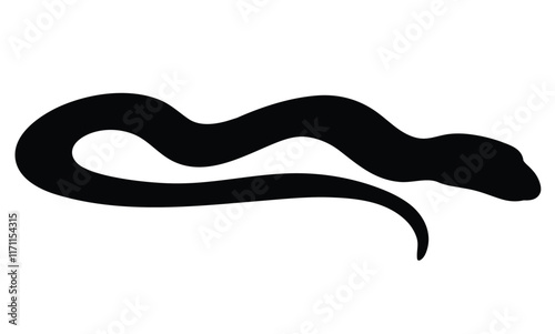 Cute cartoon hand drawn vector snake icon silhouette.