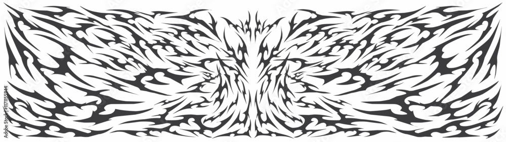 Tribal Symmetrical abstract shape, with a stiff and sharp touch cyber sigilism style. vector Gothic tattoo elements in Abstract black pattern