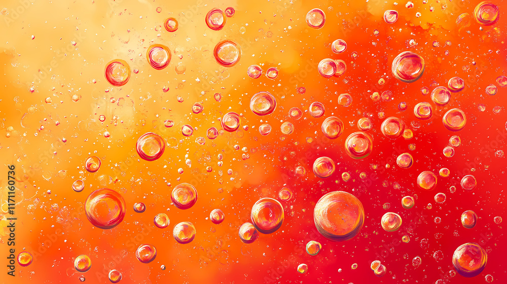 Abstract orange and red fluid art with bubbles. Cinnabar. Illustration Abstract orange and red fluid art with bubbles. Cinnabar. Illustration