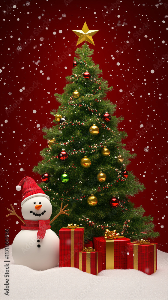 christmas tree and snowman christmas tree and snowman