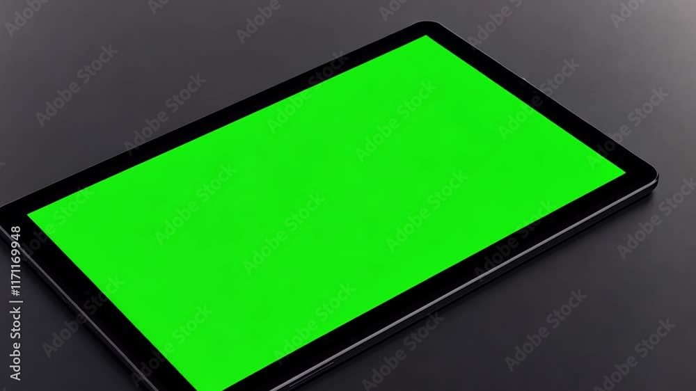This flat screen display prominently shows a vivid green background for chromakey effects. This flat screen display prominently shows a vivid green background for chromakey effects.