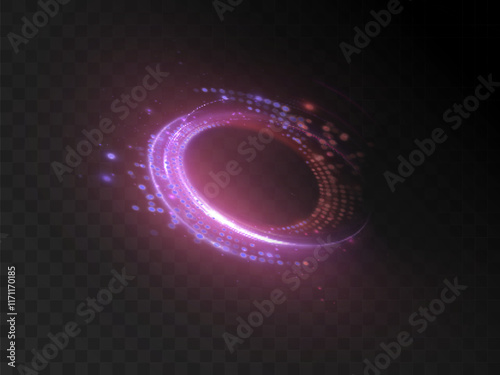 Bright colorful glow light portal effect. Bright neon light around teleport podium. Magic gate in fantasy game. Glow for game interface design. Vector 10 EPS