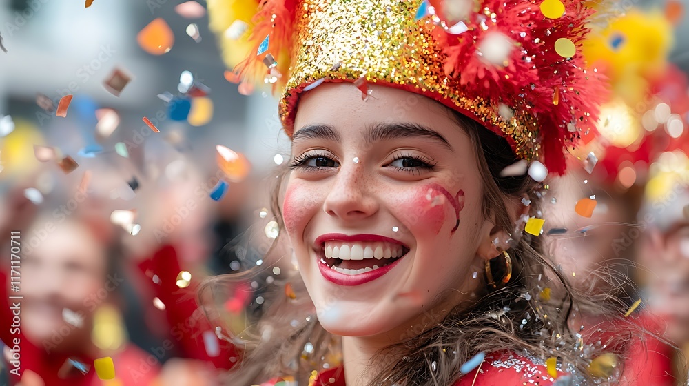 Joyful and Vibrant Street with Performers Dressed in Festive Red and Gold Costumes Surrounded by a Crowd Enthusiastically Cheering and Enjoying the Colorful and Energetic Event Joyful and Vibrant Street with Performers Dressed in Festive Red and Gold Costumes Surrounded by a Crowd Enthusiastically Cheering and Enjoying the Colorful and Energetic Event