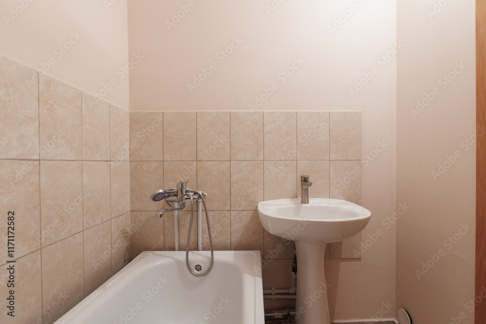 Fototapeta premium modern bathroom room with toilet and washing machine