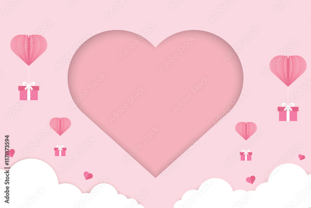 Valentine's Day horizontal banner template in paper style with space for text and can be used for sale sale tag. Valentine's Day horizontal banner template in paper style with space for text and can be used for sale sale tag.