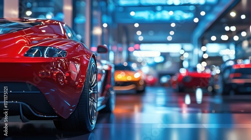 Wallpaper Mural Red Luxury Sports Car in Modern Showroom Torontodigital.ca