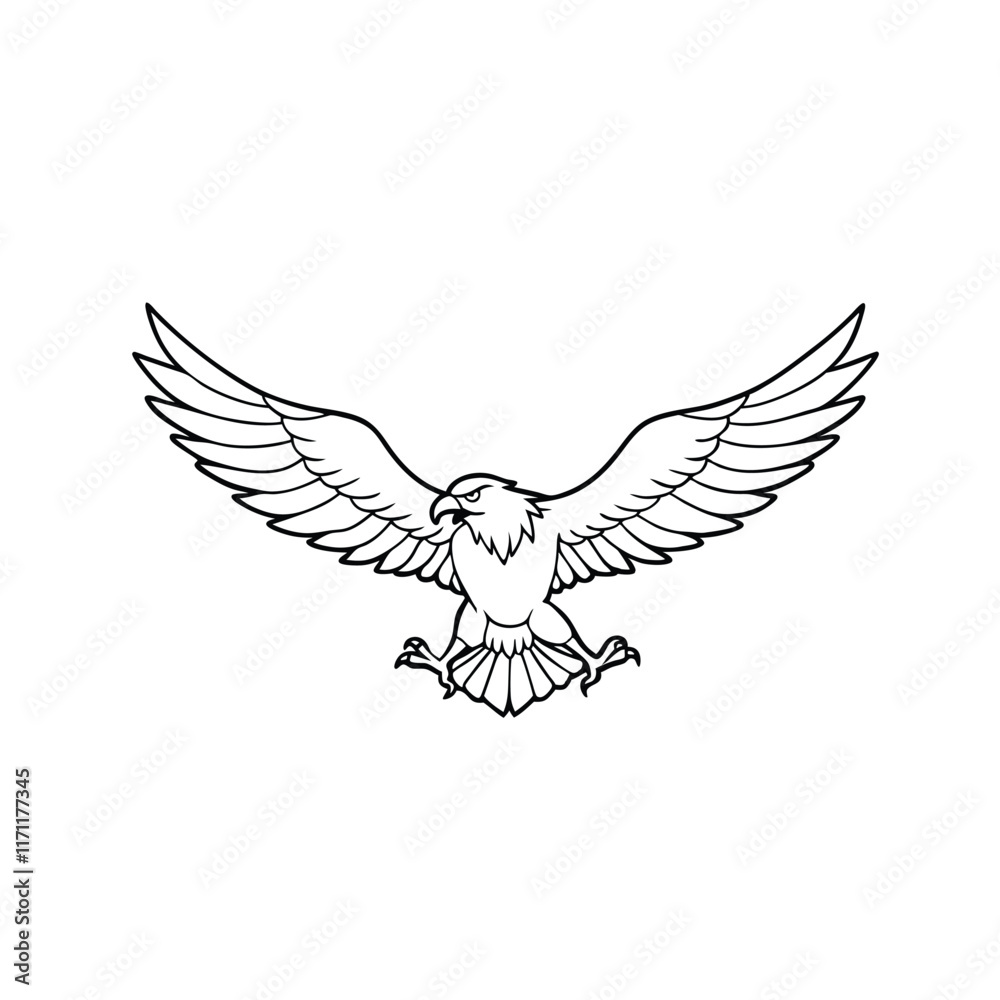 Obraz premium High-Quality Eagle Line Art Illustration with Powerful Expression