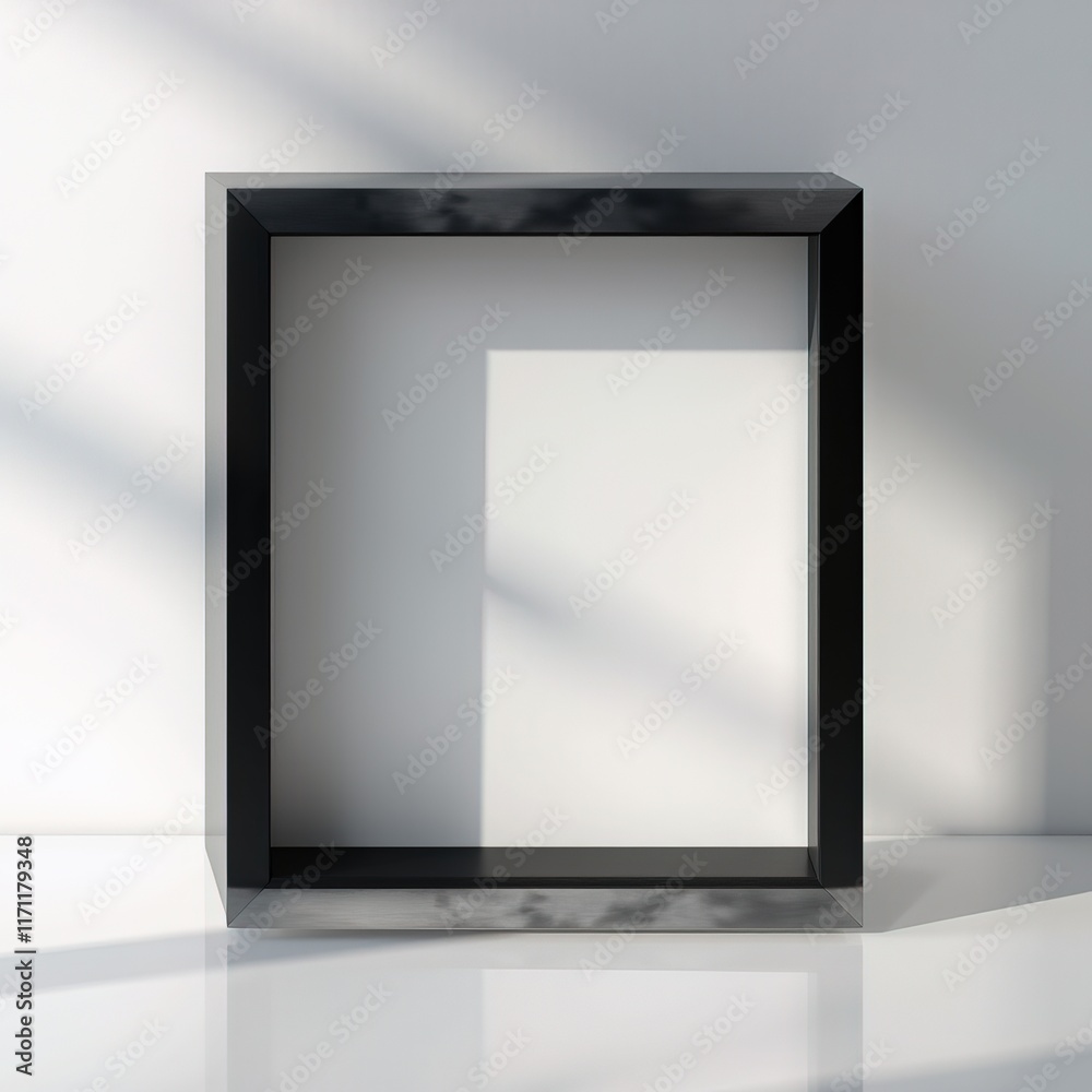 Black frame display with dramatic lighting on fabric background Black frame display with dramatic lighting on fabric background