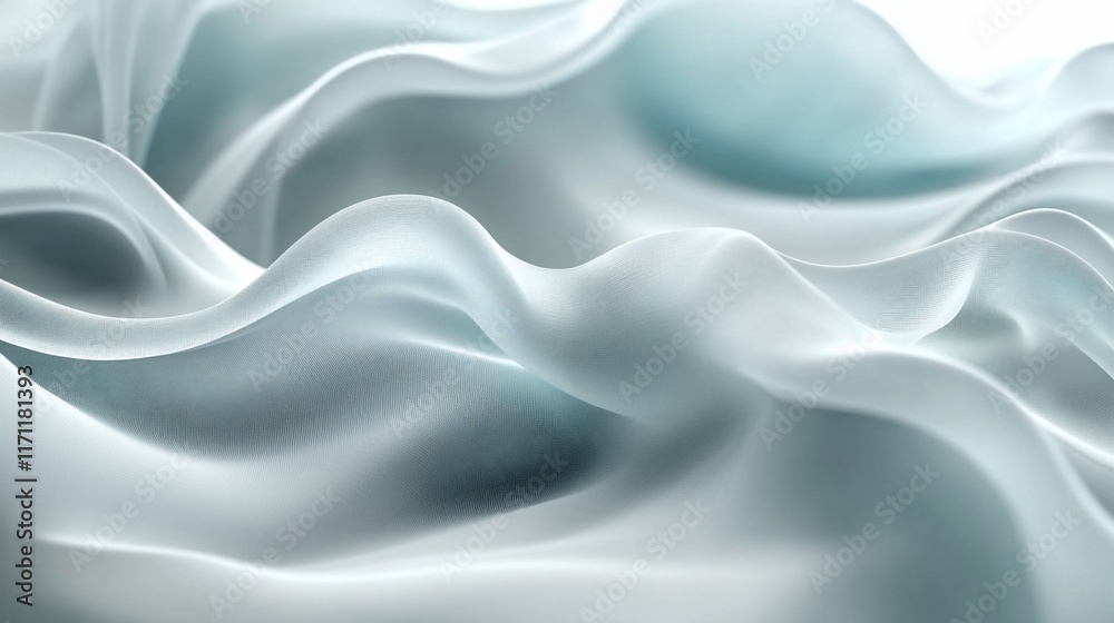 Obraz premium Elegant flowing light blue fabric waves.