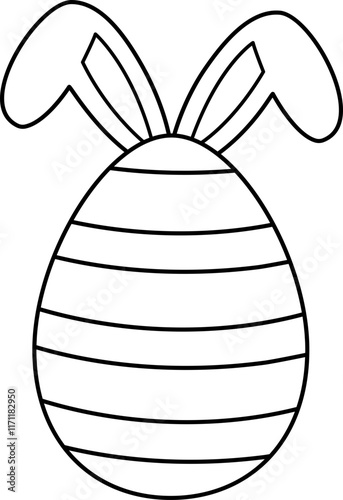 Easter egg with bunny ears outline.
Cute patterned Easter eggs with bunny ears coloring page.
Transparent background.