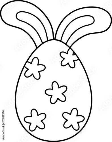 Easter egg with bunny ears outline.
Cute patterned Easter eggs with bunny ears coloring page.
Transparent background.