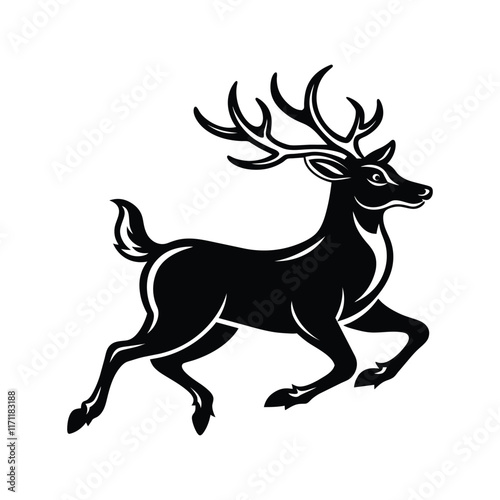 deer running silhouette vector
