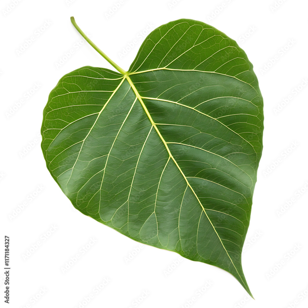 Obraz premium large green leaf shaped heart isolated on white background PNG.AI GENERATED