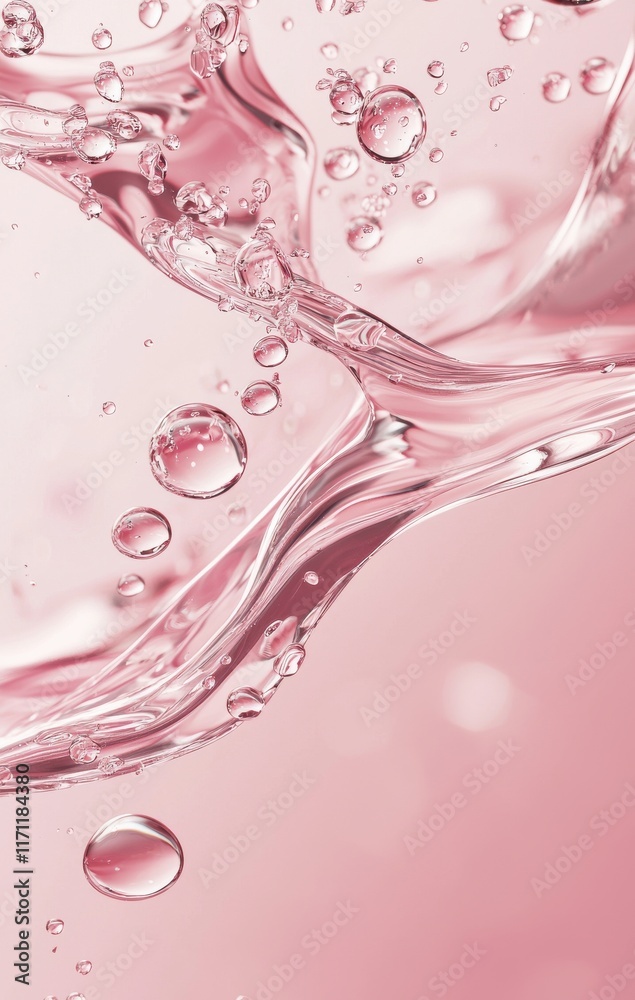 Fototapeta premium Pink Water Splash with Bubbles and Ripples Creates a Refreshing Visual