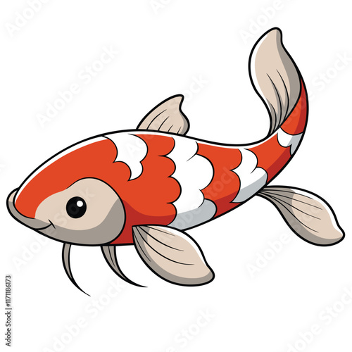 Koi fish isolated flat vector illustration on white background