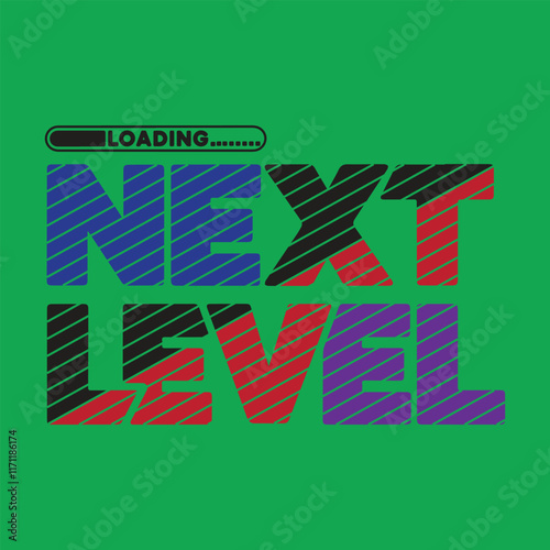 Next Level T shirt design typography flat color vector silhouette